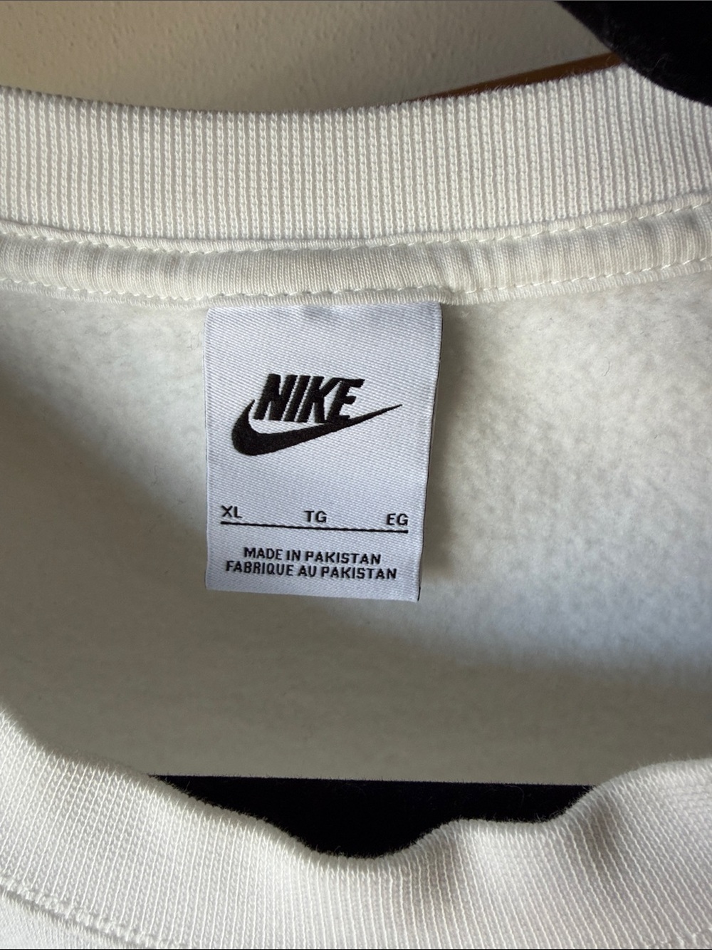 Nike White Crewneck Sweatshirt with Small Black Swoosh - Picture 3 of 5
